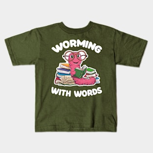 Worming With Words - Bookworm Kids T-Shirt